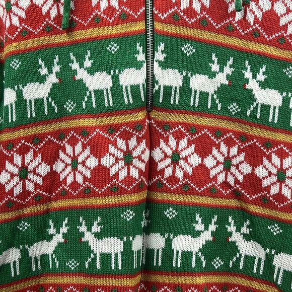 Christmas ROMPER Sweater Women Small Red Green Reindeer Snowflake Party NWT - Picture 6 of 16